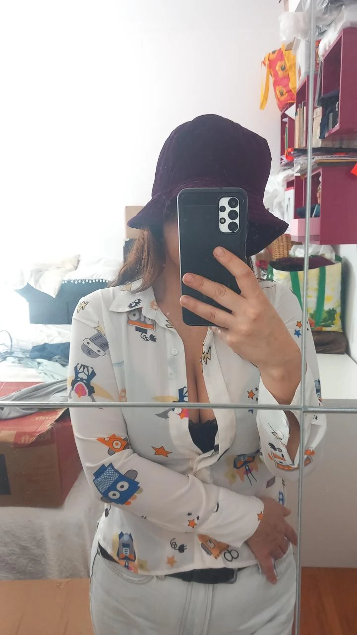 Camisa branca Haoduoyi-S com robôs | Chemise Robots Fun | Robot Print Shirt – photo 10